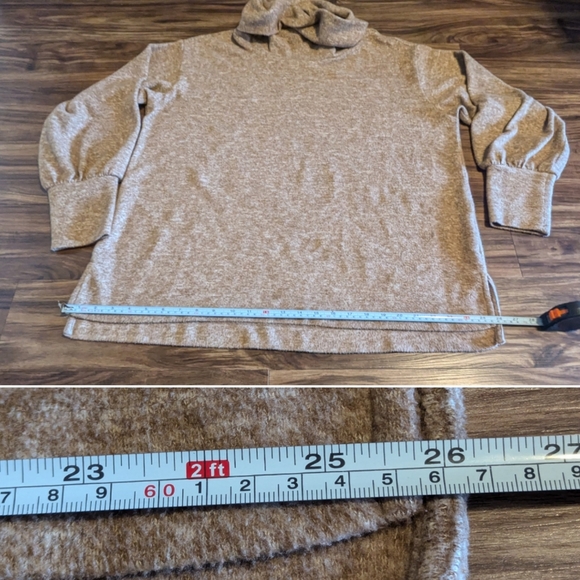 Maeve for Anthropologie XL cowl turtleneck sweater, camel, oversized women's - Picture 13 of 15